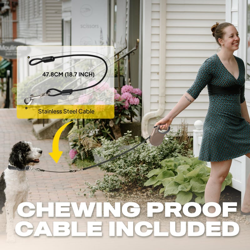 Fida Retractable Dog Leash, 16 ft Dog Walking Leash for Small Dogs up to 26lbs, 360Â° Tangle Free, Coffee/Brown - Image 2